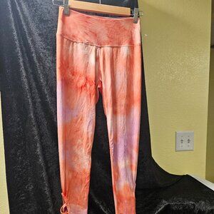 SRX Active S Leggings, Orange water color, with X at ankle design